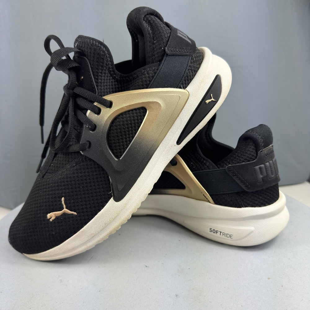 Puma Softride Enzo Evo Molten Metal Womens Size 9.5 Running Shoes Black Gold